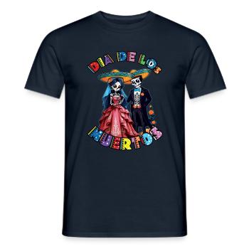 Skelett Paar passend Halloween Muertos Tag - Männer T-Shirt - Navy - Vorne - AI Model Male 178 light (178cm)