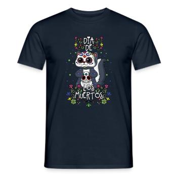 Süße Kawaii Blumen Muertos Tag Des Toten Halloween - Männer T-Shirt - Navy - Vorne - AI Model Male 178 light (178cm)