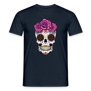 Rose Floral Muertos Day Of Dead Halloween - Men's T-Shirt - navy - Front - AI Model Male 178 light (178cm)
