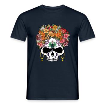 Squelette effrayant Muertos Jour Des Morts Halloween - T-shirt homme - marine - Devant - AI Model Male 178 light (178cm)