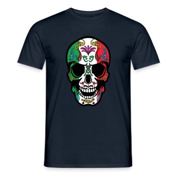 Flagge Mexiko Muertos Tag Der Toten Halloween - Männer T-Shirt - Navy - Vorne - AI Model Male 178 light (178cm)