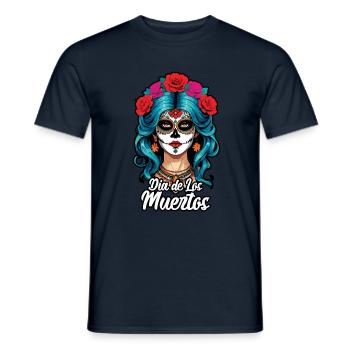 La Catrina Floral Muertos Tag Des Toten Halloween - Männer T-Shirt - Navy - Vorne - AI Model Male 178 light (178cm)