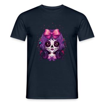 Fee Calavera Muertos Tag der Toten Halloween - Männer T-Shirt - Navy - Vorne - AI Model Male 178 light (178cm)
