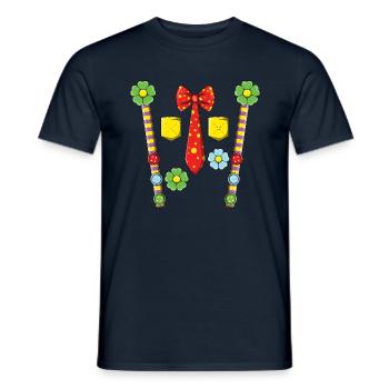 Carnival Clown Costume Colorful Flowers Tie - Men's T-Shirt - navy - Front - AI Model Male 178 light (178cm)