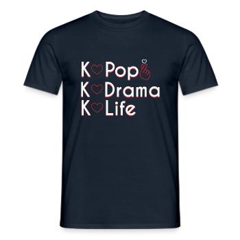 K Pop K Drame K Life Coeur Fingerstyle - T-shirt homme - marine - Devant - AI Model Male 178 light (178cm)
