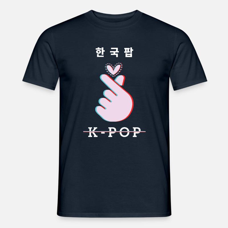 K-Pop Liebe Zeichen Hand Geste - Männer T-Shirt - Navy