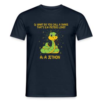 Pi Tag Snake : Quelle est la longueur de 3,14 m ? - T-shirt homme - marine - Devant - AI Model Male 178 light (178cm)