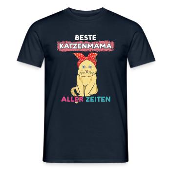 Beste Katzenmama Aller Zeiten Mit Niedlicher Katze - Männer T-Shirt - Navy - Vorne - AI Model Male 178 light (178cm)
