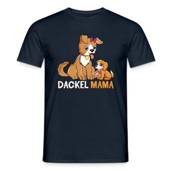 Mignon teckel maman avec illustration de chiot - T-shirt homme - marine - Devant - AI Model Male 178 light (178cm)