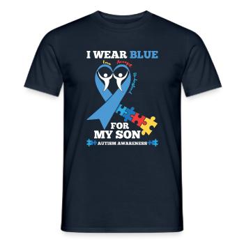 Sensibilisation à l’autisme Je porte du bleu pour mes - T-shirt homme - marine - Devant - AI Model Male 178 light (178cm)