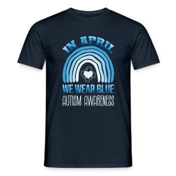 Sensibilisation à l’autisme en avril, nous portons du bleu - T-shirt homme - marine - Devant - AI Model Male 178 light (178cm)