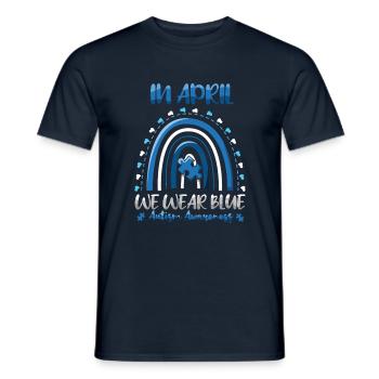 Sensibilisation à l’autisme en avril, nous portons du bleu - T-shirt homme - marine - Devant - AI Model Male 178 light (178cm)