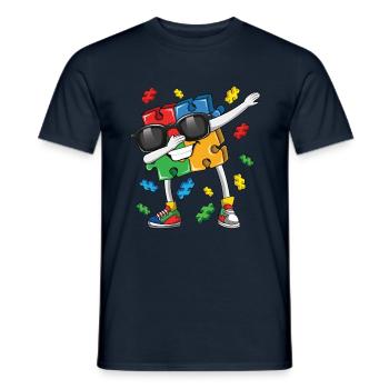 Autisme Puzzle Dabbing Fun Coloré - T-shirt homme - marine - Devant - AI Model Male 178 light (178cm)