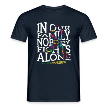 Personne ne lutte seul contre l’autisme Famille - T-shirt homme - marine - Devant - AI Model Male 178 light (178cm)