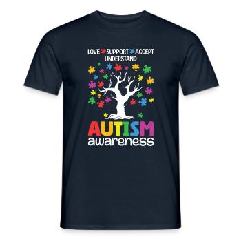Sensibilisation à l’autisme Soutien d’amour - T-shirt homme - marine - Devant - AI Model Male 178 light (178cm)
