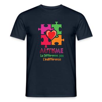 Autismus Herz Puzzle La Différence - Männer T-Shirt - Navy - Vorne - AI Model Male 178 light (178cm)