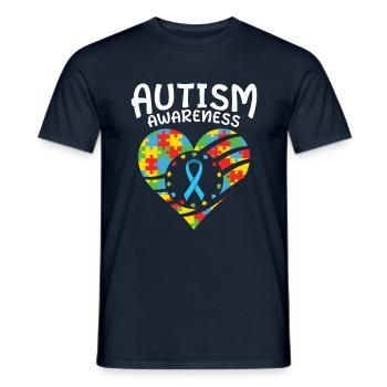 Puzzle du cœur de sensibilisation à l’autisme - T-shirt homme - marine - Devant - AI Model Male 178 light (178cm)