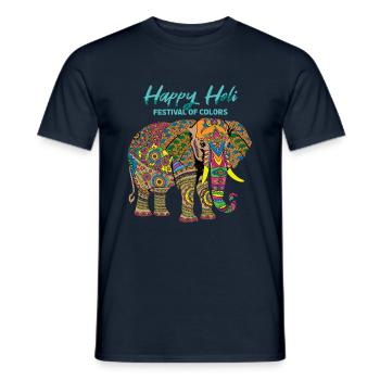 Happy Holi Festival of Colors Elephant - Men's T-Shirt - navy - Front - AI Model Male 178 light (178cm)