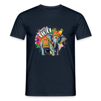 Farbenfrohes Holi Festival Elefant Happy Holi - Männer T-Shirt - Navy - Vorne - AI Model Male 178 light (178cm)