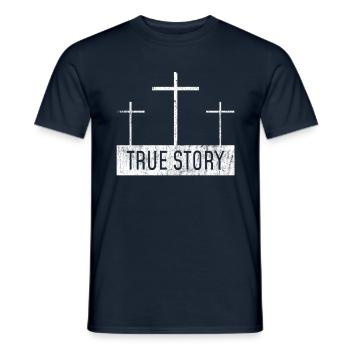 Ostern True Story Kreuz Symbolik - Männer T-Shirt - Navy - Vorne - AI Model Male 178 light (178cm)