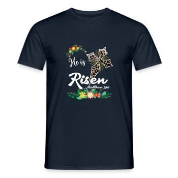 Ostern He Is Risen Matthew 28:6 - Männer T-Shirt - Navy - Vorne - AI Model Male 178 light (178cm)