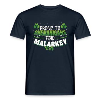 St Patricks Day Prone To Shenanigans And Malarkey - Men's T-Shirt - navy - Front - AI Model Male 178 light (178cm)