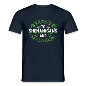 St Patricks Day Prone To Shenanigans And Malarkey - Men's T-Shirt - navy - Front - AI Model Male 178 light (178cm)