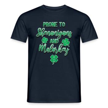 Manigances de la Saint-Patrick et Malarkey Fun - T-shirt homme - marine - Devant - AI Model Male 178 light (178cm)