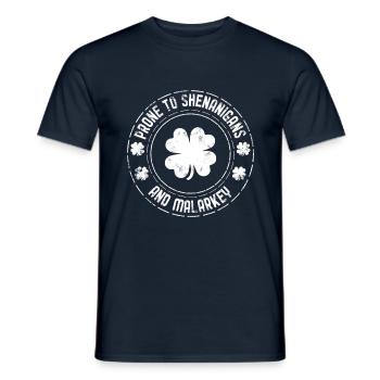 St. Patrick's Day Clover Shenanigans and Malarkey - Men's T-Shirt - navy - Front - AI Model Male 178 light (178cm)