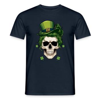 Crâne avec chapeau vert pour la Saint-Patrick - T-shirt homme - marine - Devant - AI Model Male 178 light (178cm)