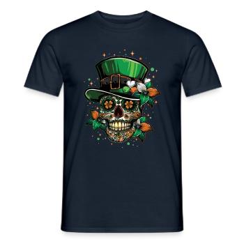 Crâne irlandais avec trèfle pour la Saint-Patrick - T-shirt homme - marine - Devant - AI Model Male 178 light (178cm)