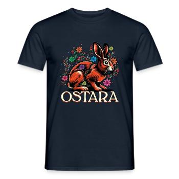 Ostara Frühling Hase Blumenpracht - Männer T-Shirt - Navy - Vorne - AI Model Male 178 light (178cm)