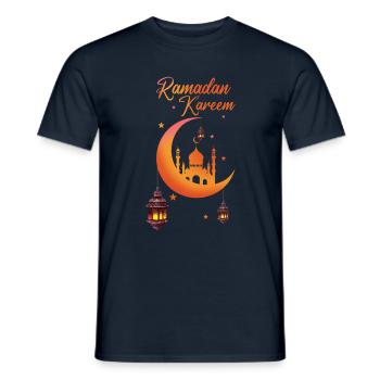 Eid Mubarak Ramadan Kareem Mosque Lanterns - Men's T-Shirt - navy - Front - AI Model Male 178 light (178cm)
