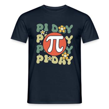 Pi Tag Retro Stylish Floral Motif - Men's T-Shirt - navy - Front - AI Model Male 178 light (178cm)