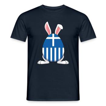 Oeuf de Pâques grec avec oreilles de lapin sur fond bleu - T-shirt homme - marine - Devant - AI Model Male 178 light (178cm)