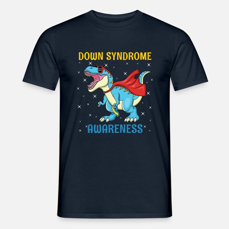 Dinosaurier Superheld Down Syndrom Bewusstsein - Männer T-Shirt - Navy