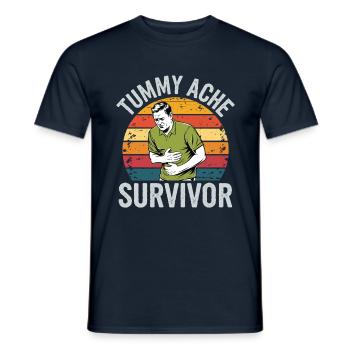 Bauchweh Überlebender Tummy Ache Survivor Retro - Men's T-Shirt - navy - Front - AI Model Male 178 light (178cm)