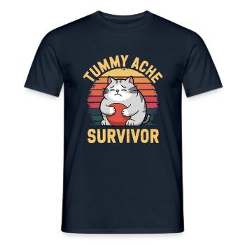 Belly Ache: Survivor Cat Tummy Ache Survivor - Men's T-Shirt - navy - Front - AI Model Male 178 light (178cm)