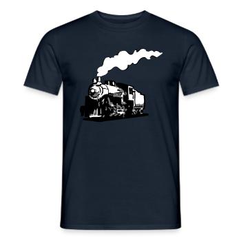 dampflok eisenbahn lokomotive romantik - Männer T-Shirt - Navy - Vorne - AI Model Male 178 light (178cm)