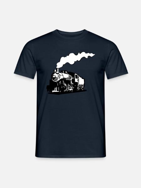 dampflok railroad locomotive romance - Men's T-Shirt - navy