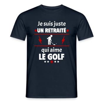 Juste un retraité qui aime le golf, retraite - T-shirt homme - marine - Devant - AI Model Male 178 light (178cm)
