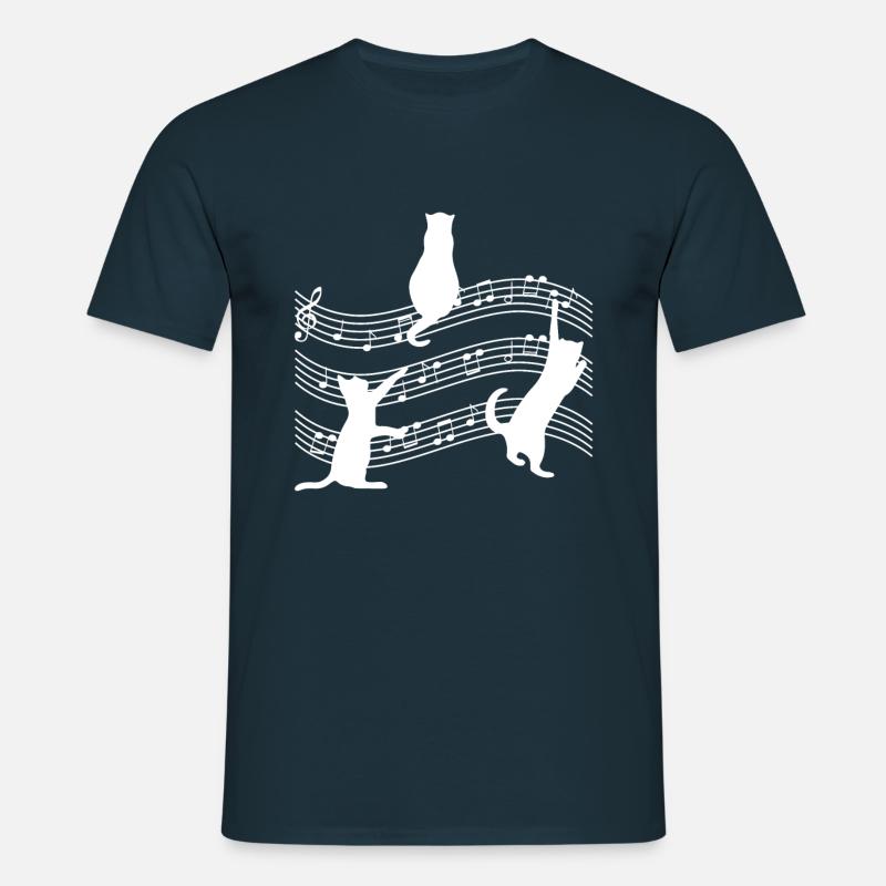 Kat noder musik - T-shirt til herrer - marineblå
