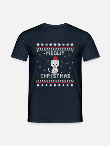 Ugly Christmas Katzen - Männer T-Shirt - Navy