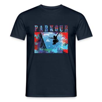 Parkour - Men's T-Shirt - navy - Front - AI Model Male 178 light (178cm)