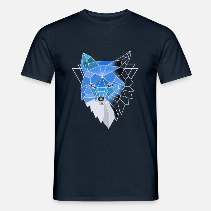 Blauer Polygon Wolf - Männer T-Shirt - Navy