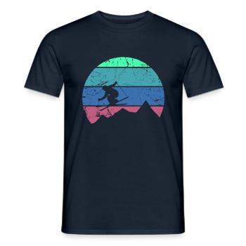 Sports d'hiver skieur acrobatique - T-shirt homme - marine - Devant - AI Model Male 178 light (178cm)
