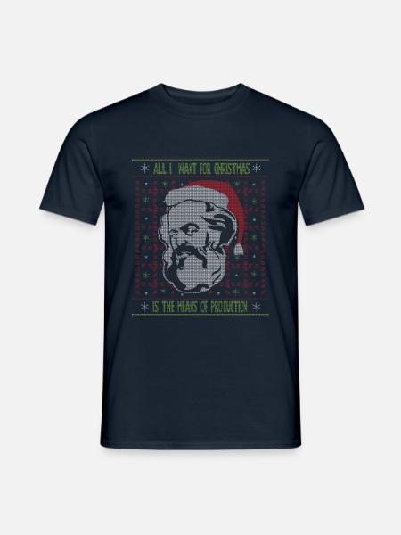 Karl Marx Means Of Production Ugly Christmas - Männer T-Shirt - Navy