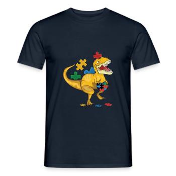 Dinosaurier-liebes-spezial-puzzle - Männer T-Shirt - Navy - Vorne - AI Model Male 178 light (178cm)