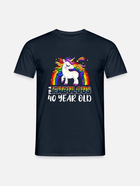 Unicorn Age 40 Years Gay Pride LGBT Pride Month - Männer T-Shirt - Navy