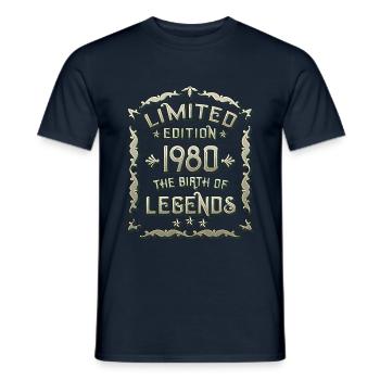 Born 1980 Born 1980 Gift - Men's T-Shirt - navy - Front - AI Model Male 178 light (178cm)